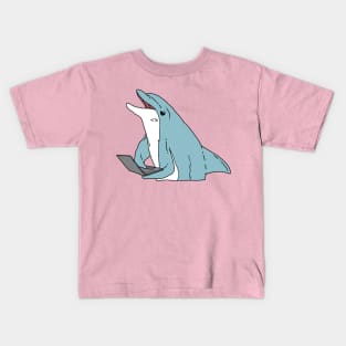 Blue Dolphin Surfing the Net Kids T-Shirt